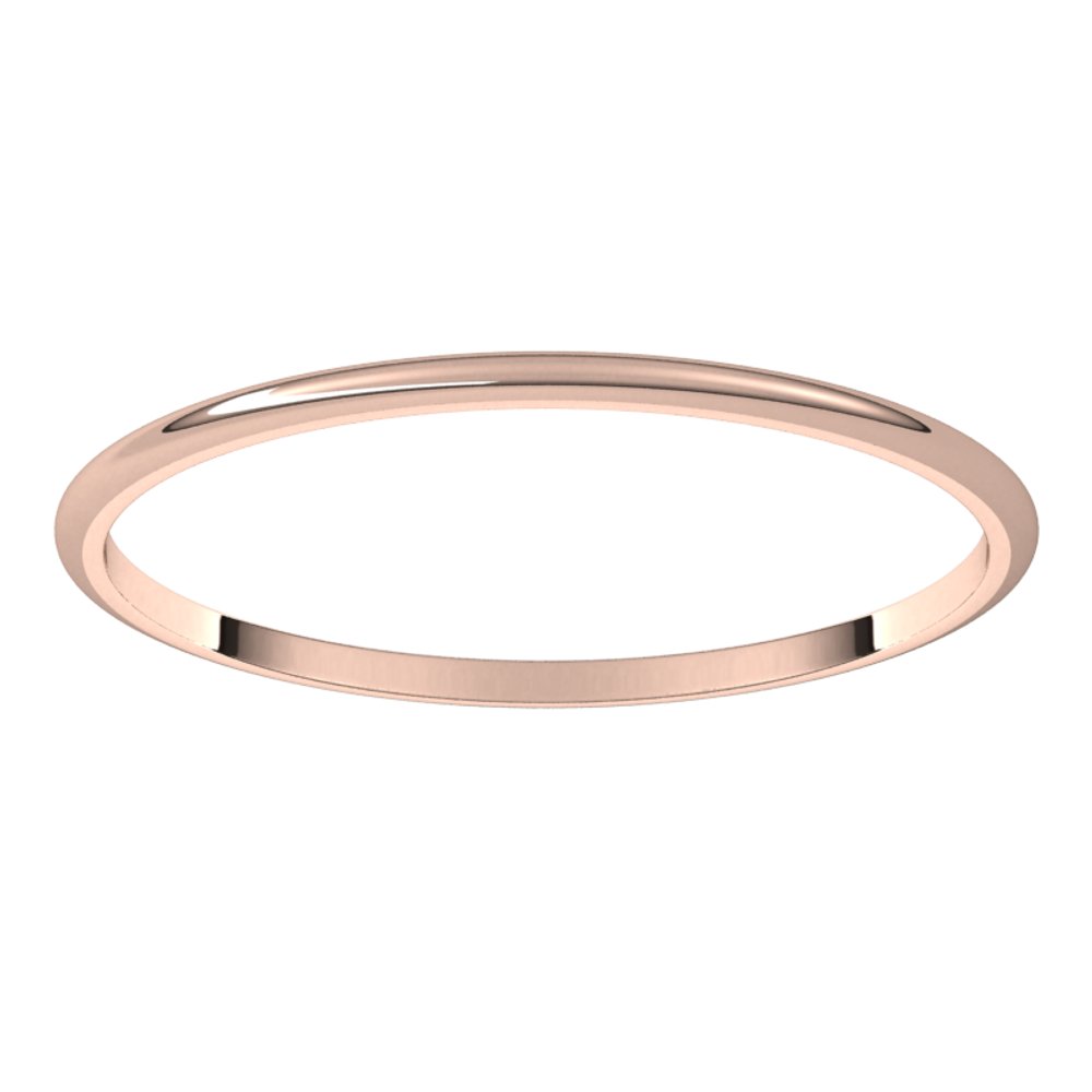 14K Rose 1 mm Ultra-Lightweight Half Round Band Size 10.5
