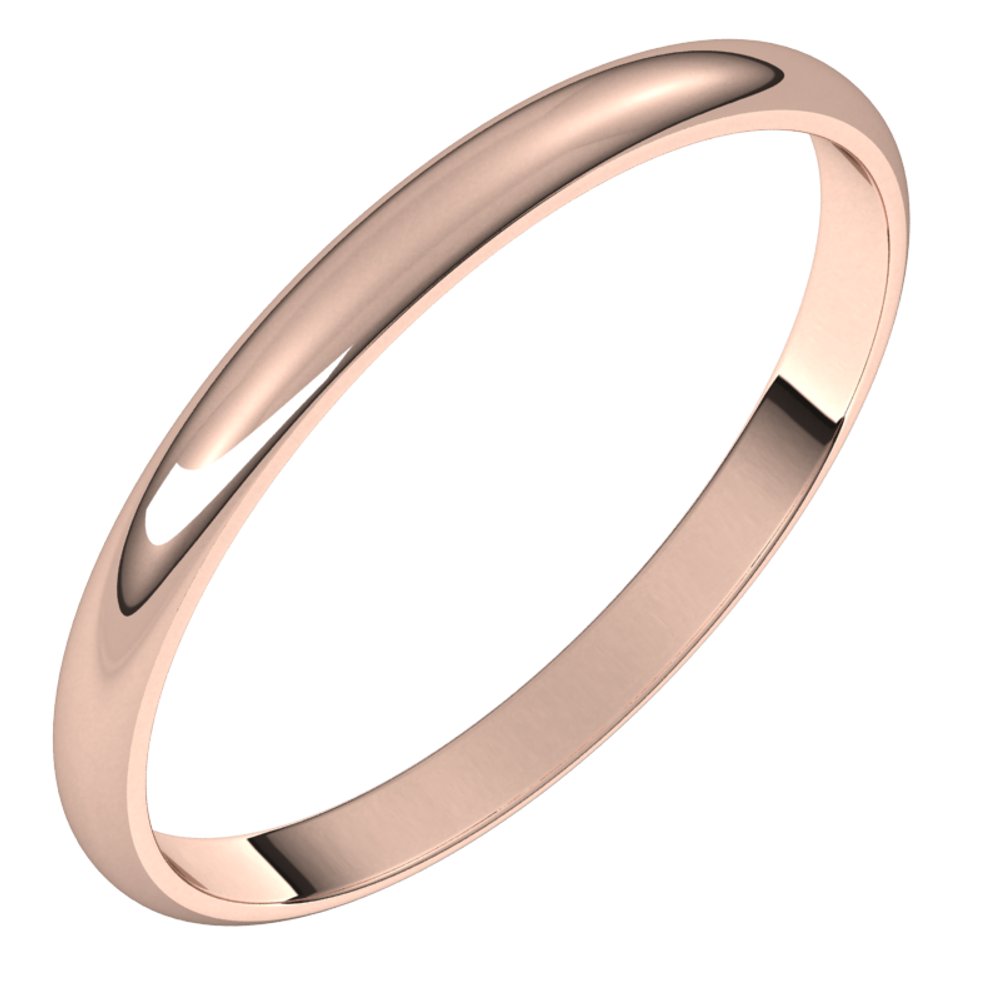 18K Rose Gold 2 mm Ultra-Lightweight Half Round Band Size 8