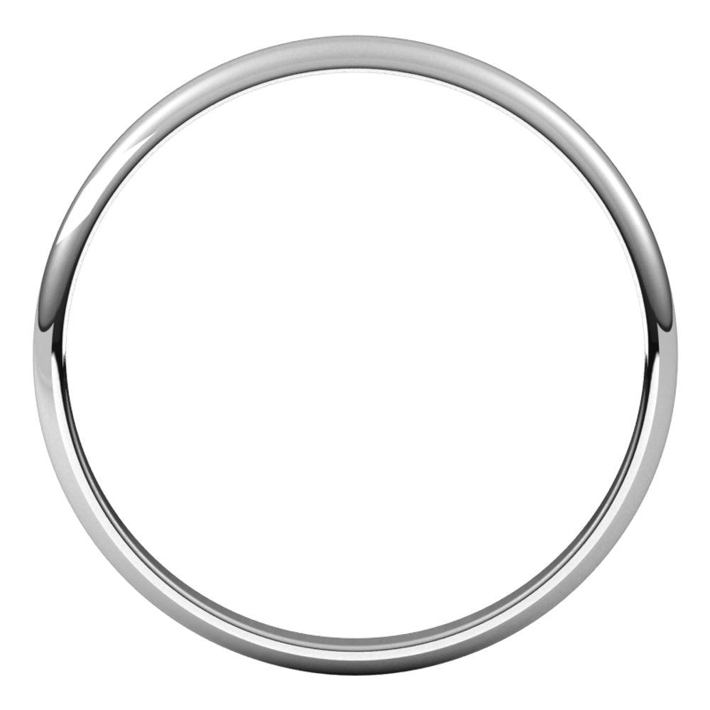 14K White Gold 2 mm Ultra-Lightweight Half Round Band Size 6