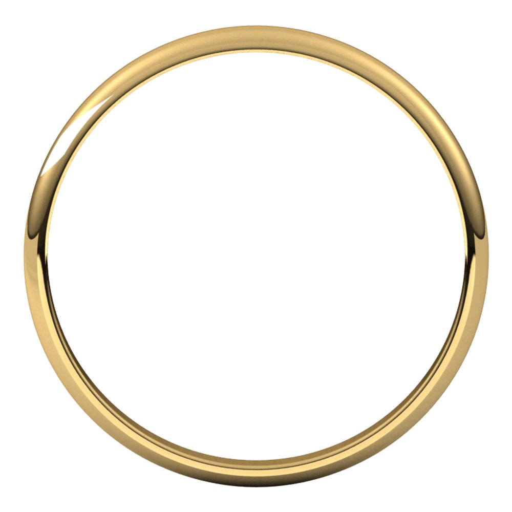 14K Yellow Gold 2 mm Ultra-Lightweight Half Round Band Size 5