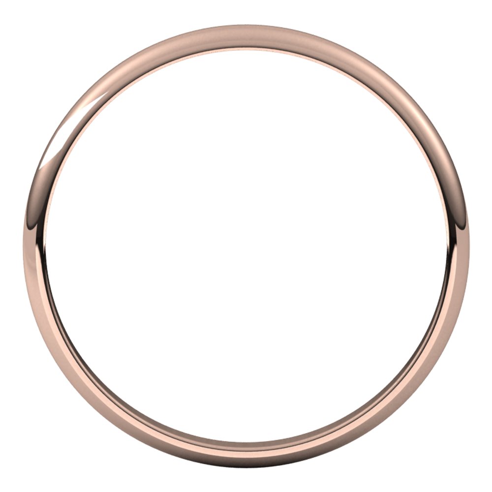 18K Rose Gold 2 mm Ultra-Lightweight Half Round Band Size 8