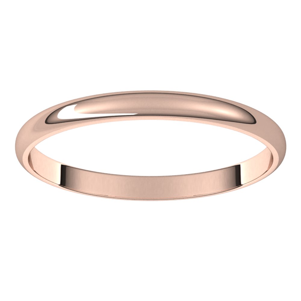 18K Rose Gold 2 mm Ultra-Lightweight Half Round Band Size 8