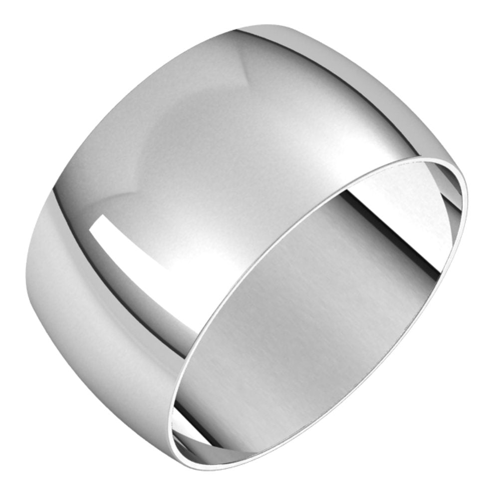 14K White Gold 10 mm Ultra-Lightweight Half Round Band Size 8.5
