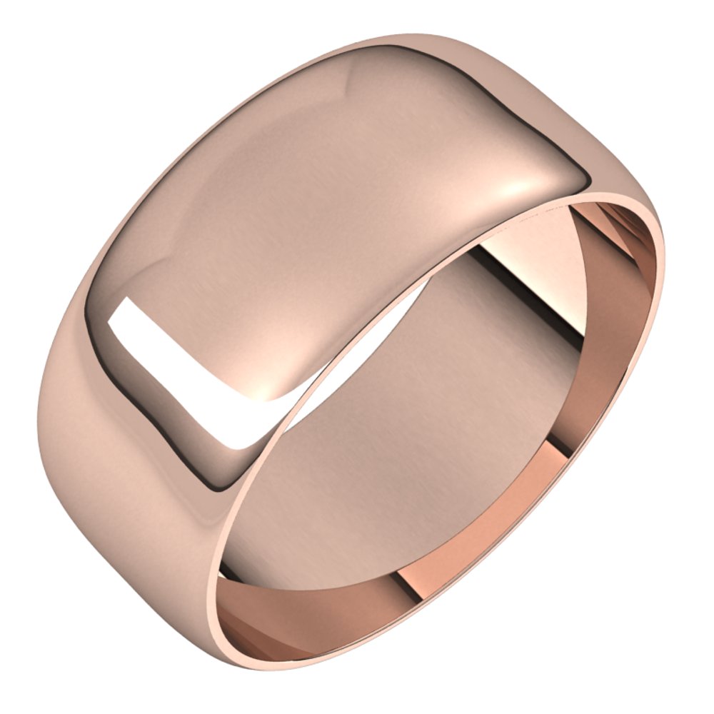 18K Rose Gold 8 mm Ultra-Lightweight Half Round Band Size 8.5