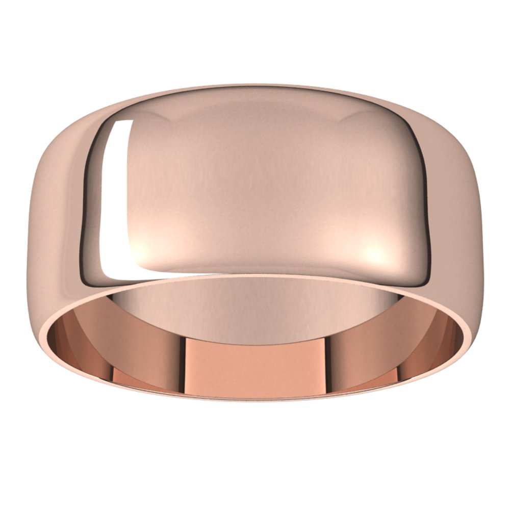 18K Rose Gold 8 mm Ultra-Lightweight Half Round Band Size 8.5