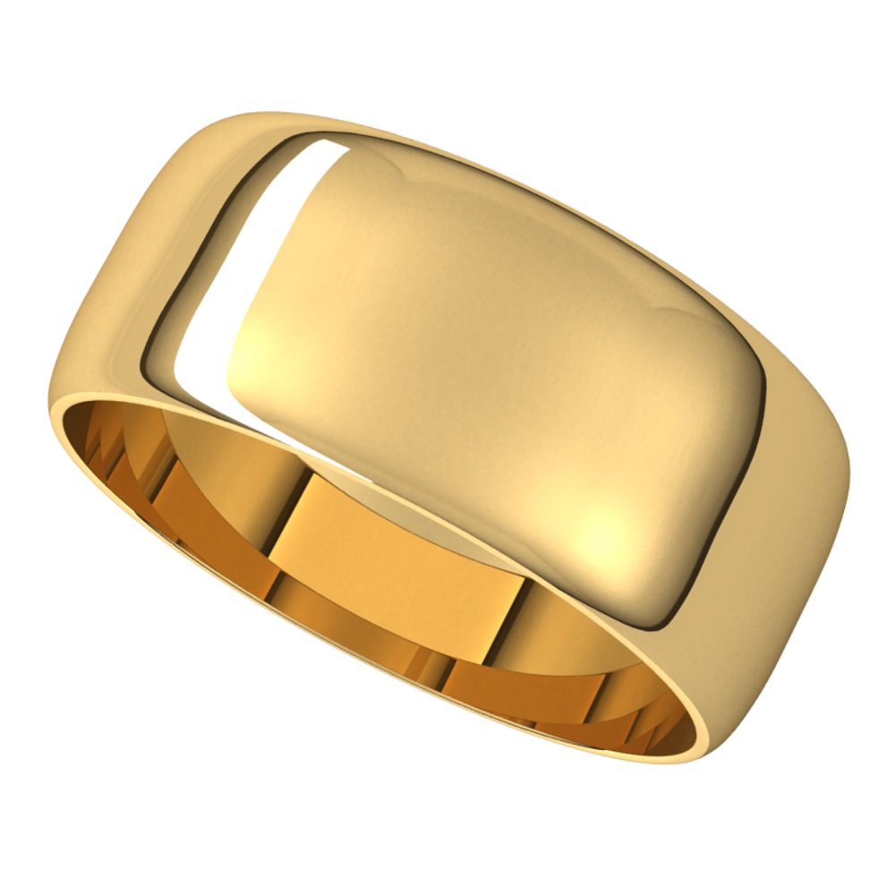 18K Yellow Gold 8 mm Ultra-Lightweight Half Round Band Size 10