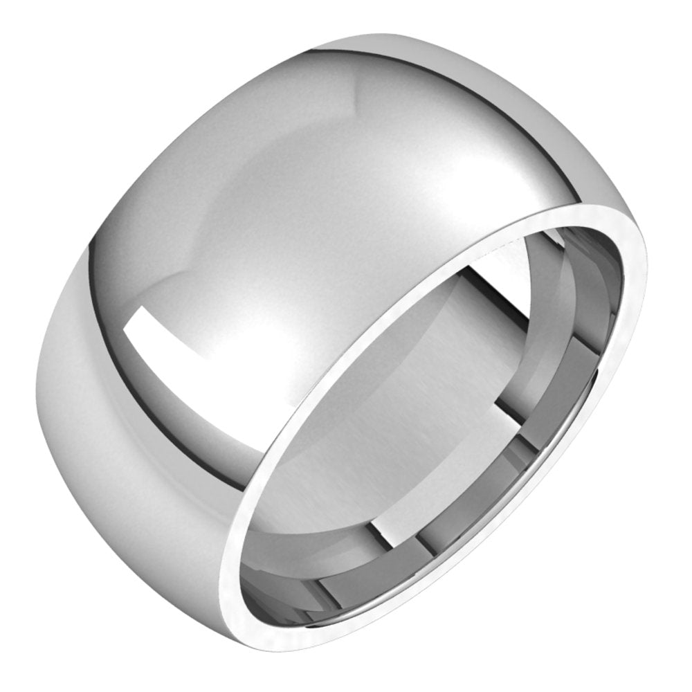 Sterling Silver 10 mm Comfort-Fit Half Round Band Size 10