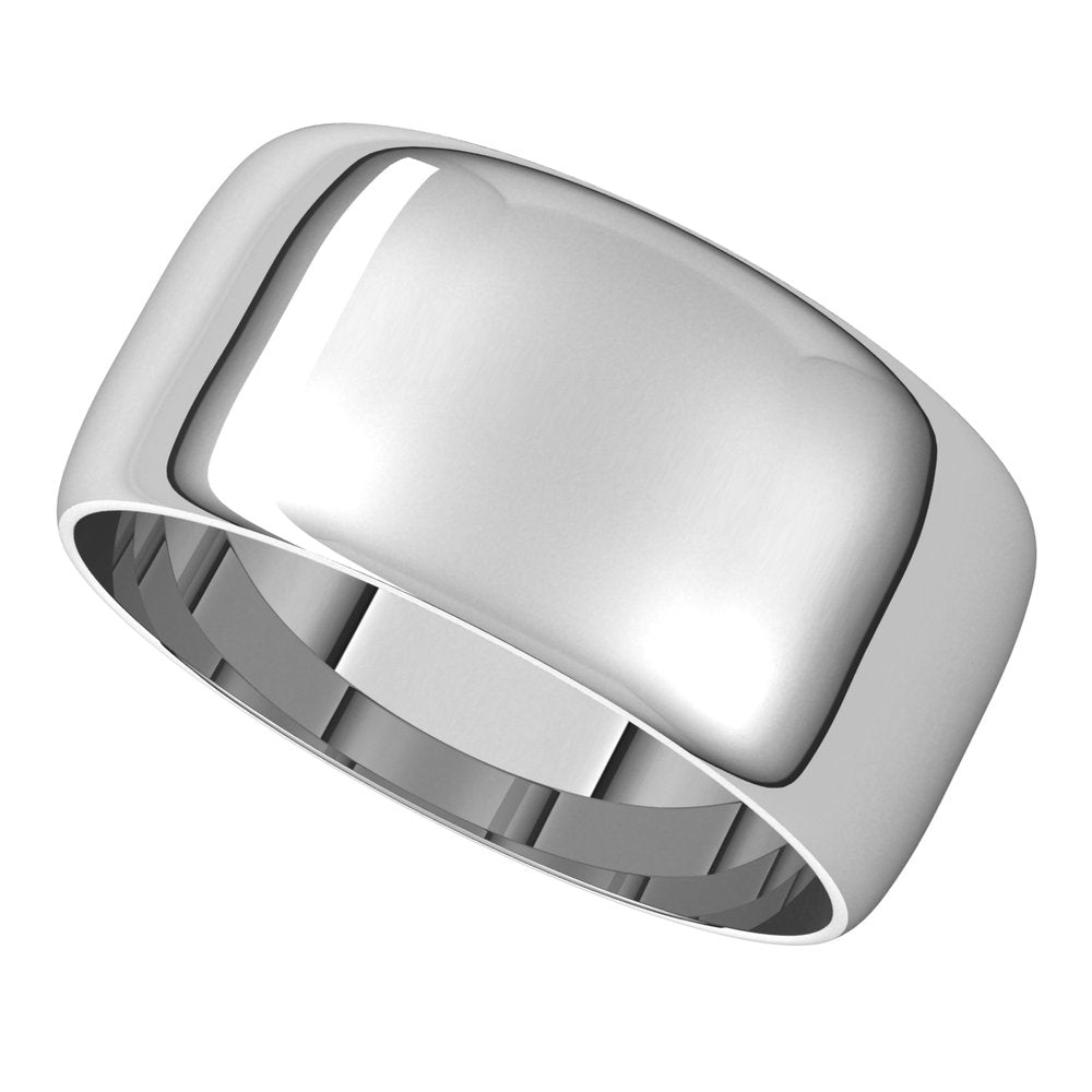 10K White Gold 9 mm Ultra-Lightweight Half Round Band Size 7.5