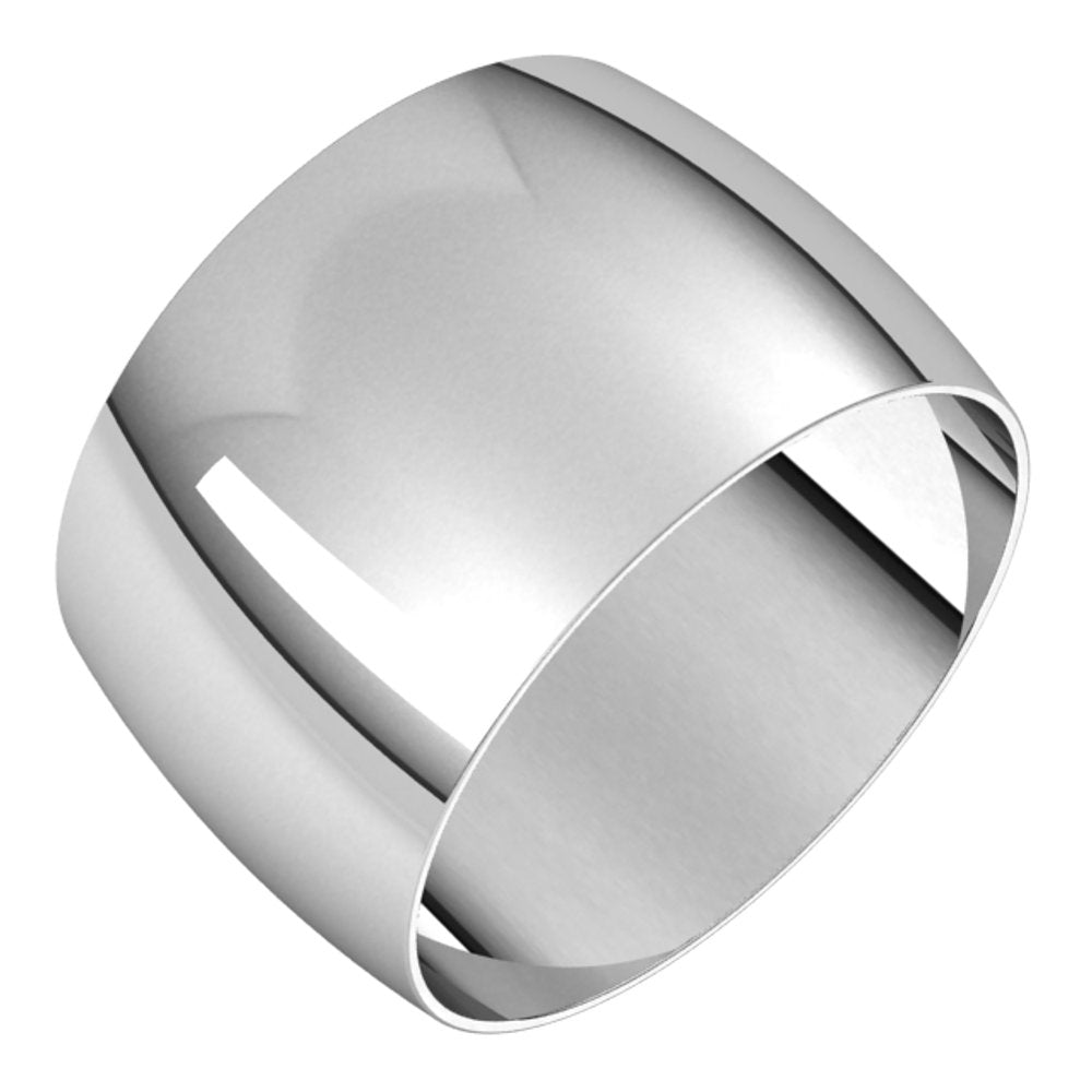 14K White 12 mm Half Round Ultra-Light Band Size 9.5