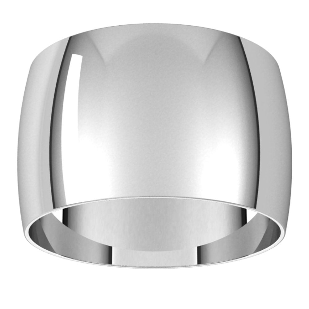 14K White 12 mm Half Round Ultra-Light Band Size 9.5