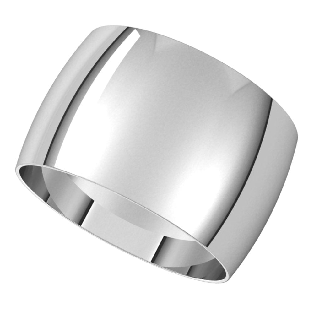 14K White 12 mm Half Round Ultra-Light Band Size 9.5
