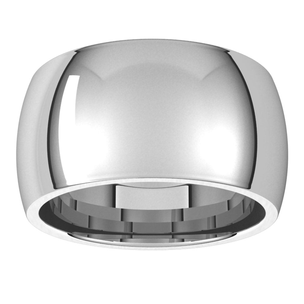 14K White Gold 11 mm Comfort-Fit Half Round Band Size 10.5