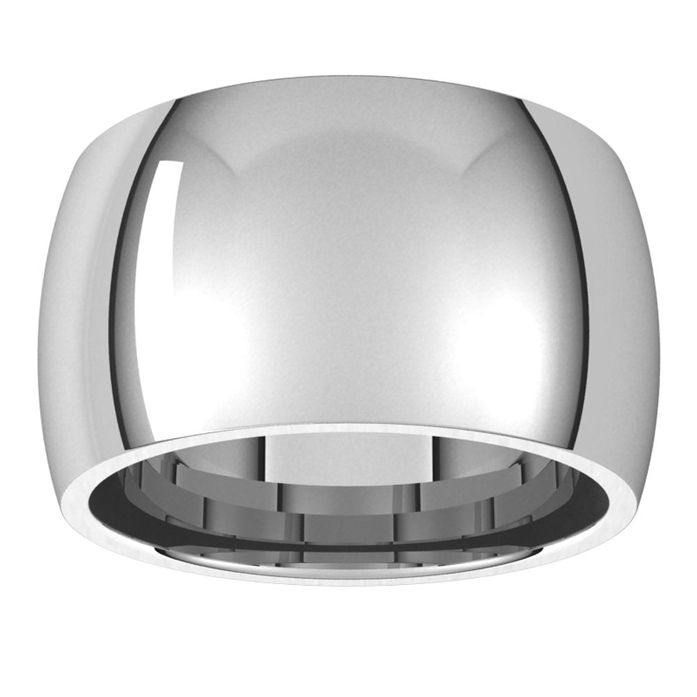 14K White 12 mm Comfort-Fit Half Round Band