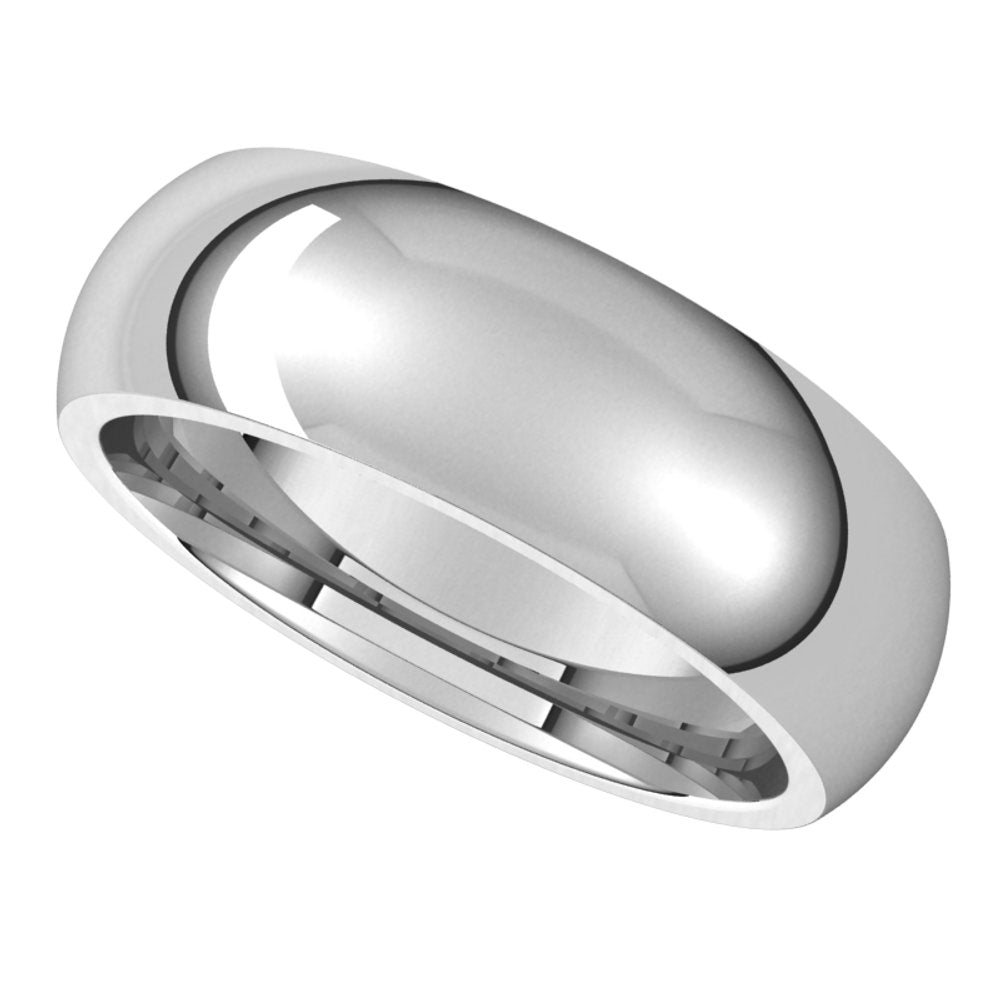 14K White 6.5 mm Comfort-Fit Half Round Band Size 5.5