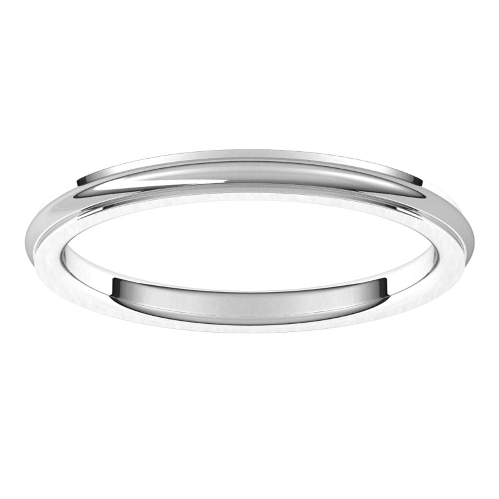14K White 2 mm Stepped-Edge Comfort-Fit Half Round Band Size 6