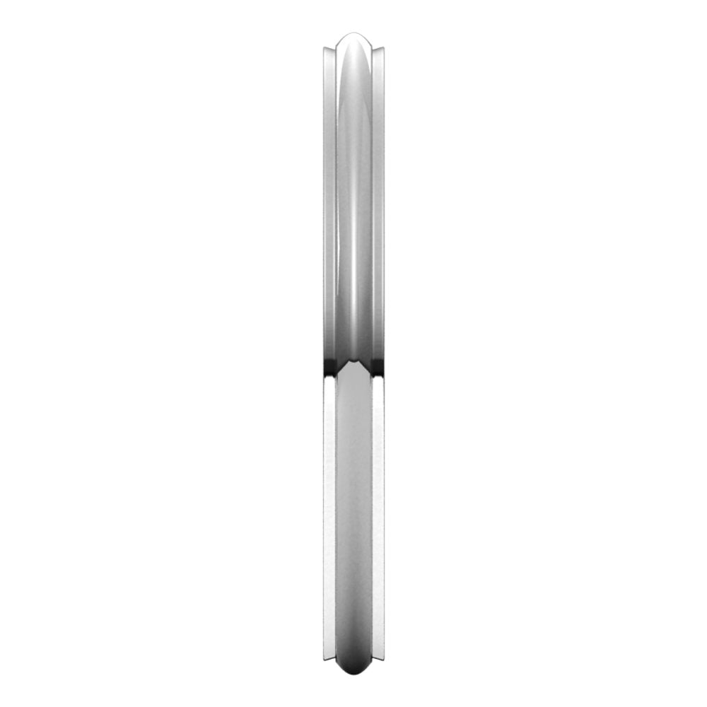 14K White 2 mm Stepped-Edge Comfort-Fit Half Round Band Size 6