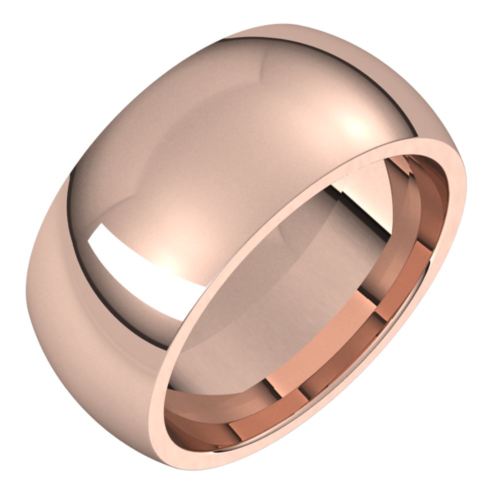 14K Rose Gold 9 mm Comfort-Fit Half Round Band Size 11