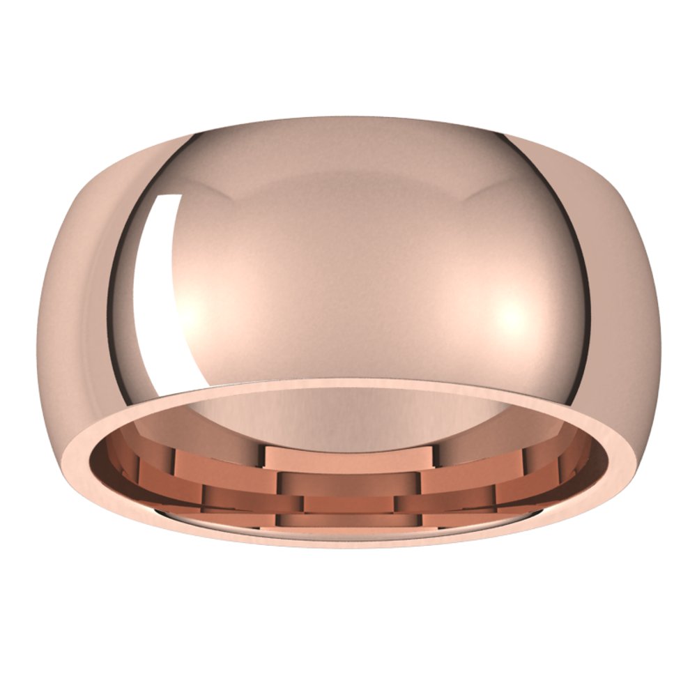 14K Rose Gold 9 mm Comfort-Fit Half Round Band Size 11