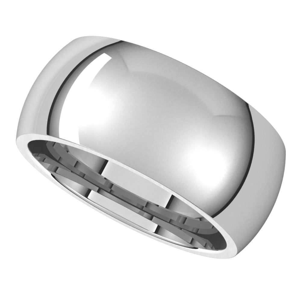 14K White Gold 9 mm Comfort-Fit Half Round Band Size 11.5