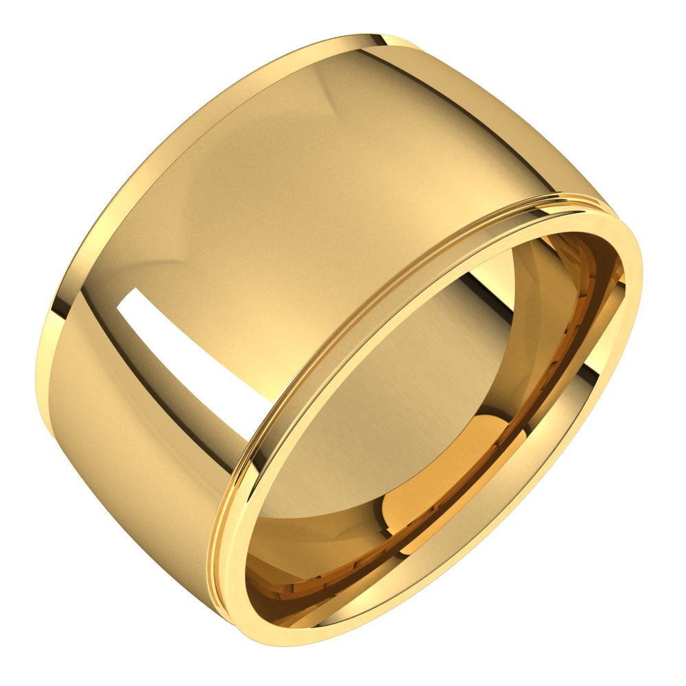 10K Yellow 11 mm Stepped-Edge Comfort-Fit Half Round Band Size 9.5