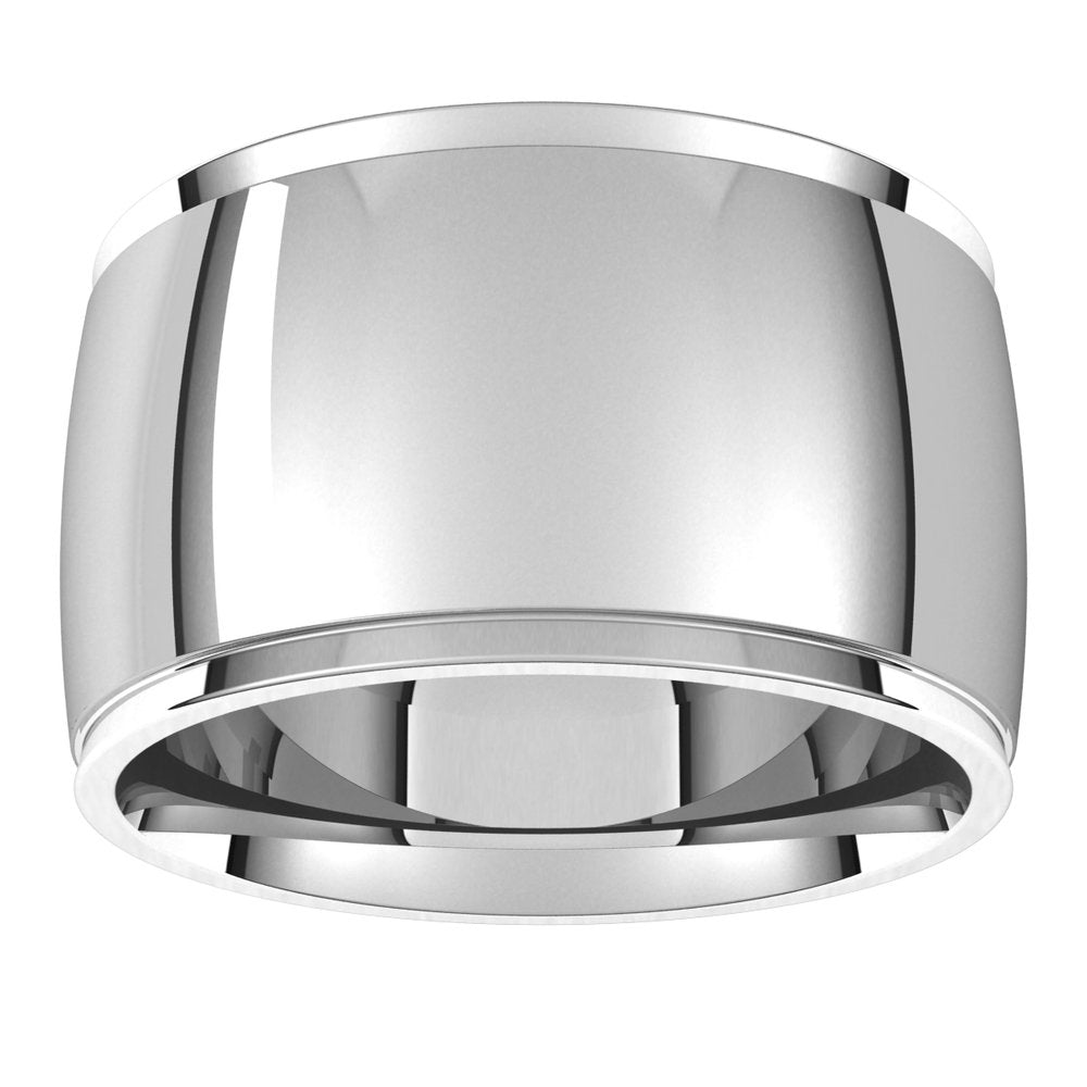 Continuum Sterling Silver 12 mm Stepped-Edge Comfort-Fit Half Round Band Size 19.5