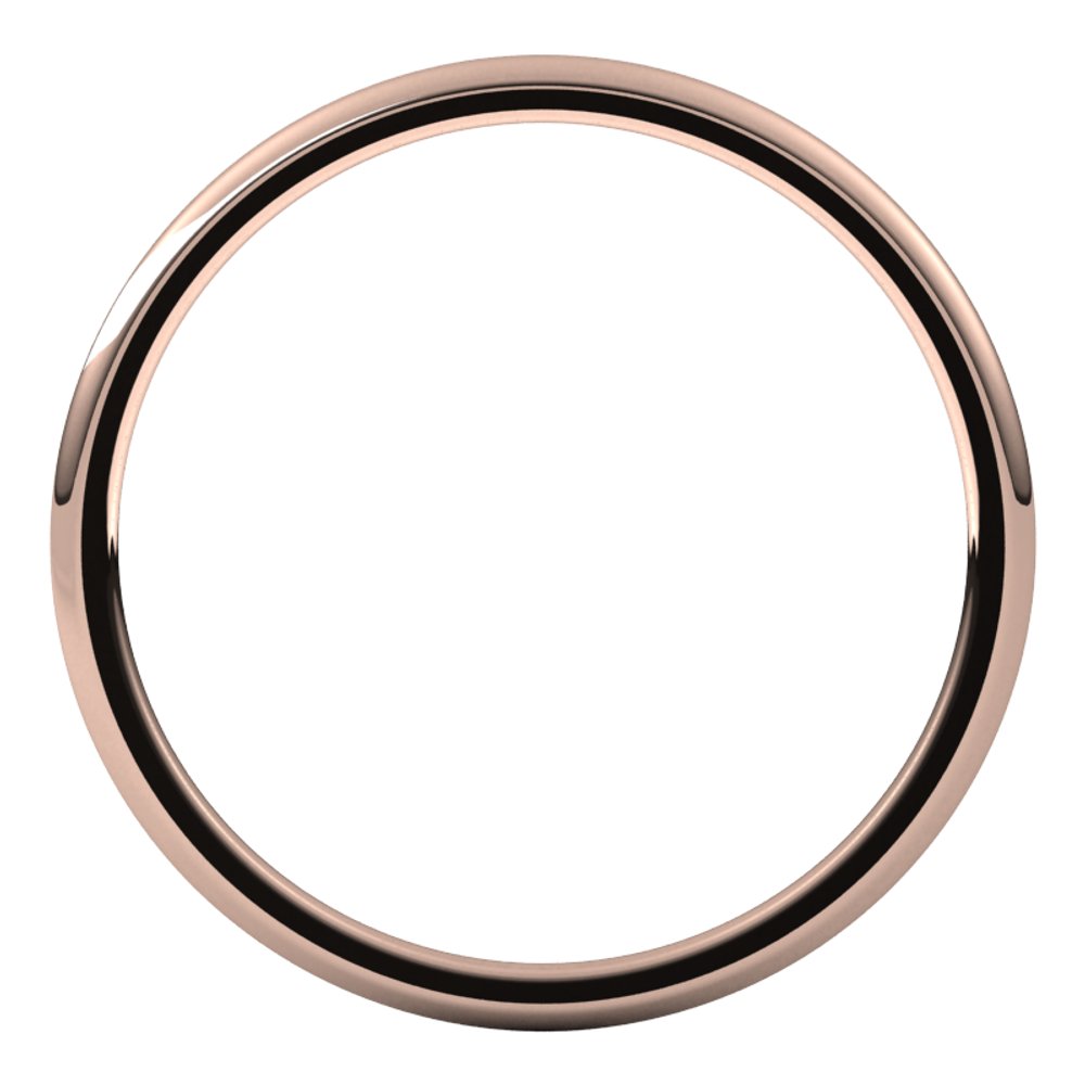 14K Rose 1 mm Lightweight Comfort-Fit Half Round Band Size 6