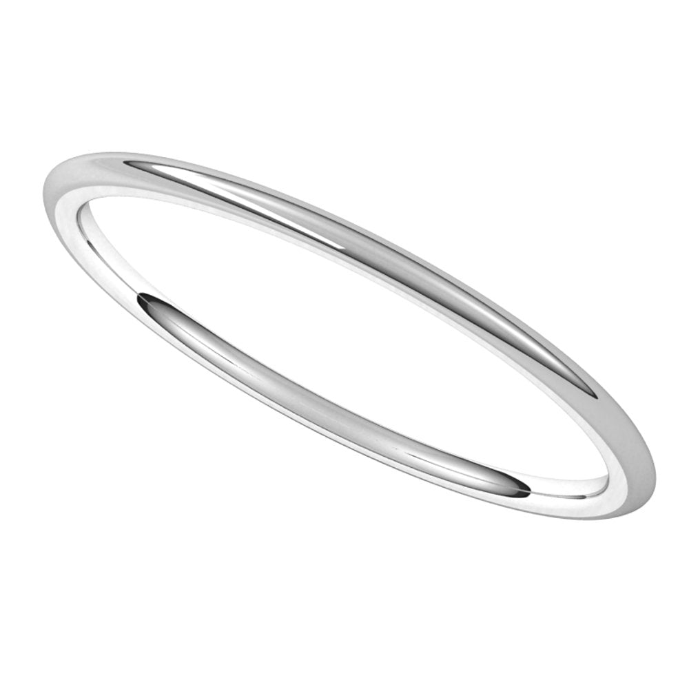 14K White 1 mm Lightweight Comfort-Fit Half Round Band