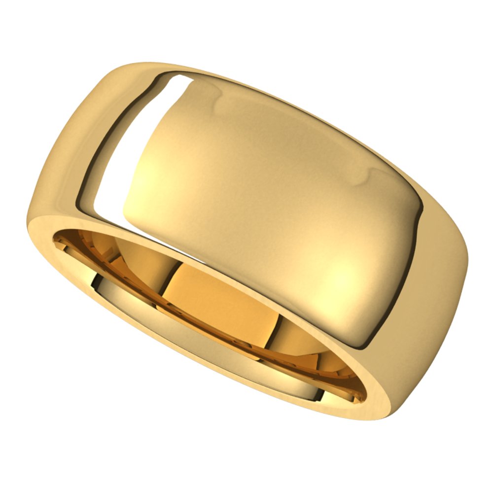 14K Yellow Gold 9 mm Heavyweight Comfort-Fit Half Round Band Size 12