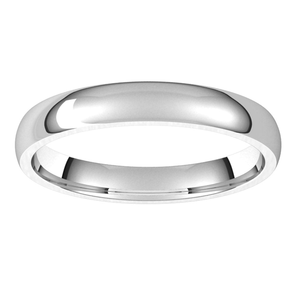 18K White 3 mm Lightweight Comfort-Fit Half Round Band Size 5.5