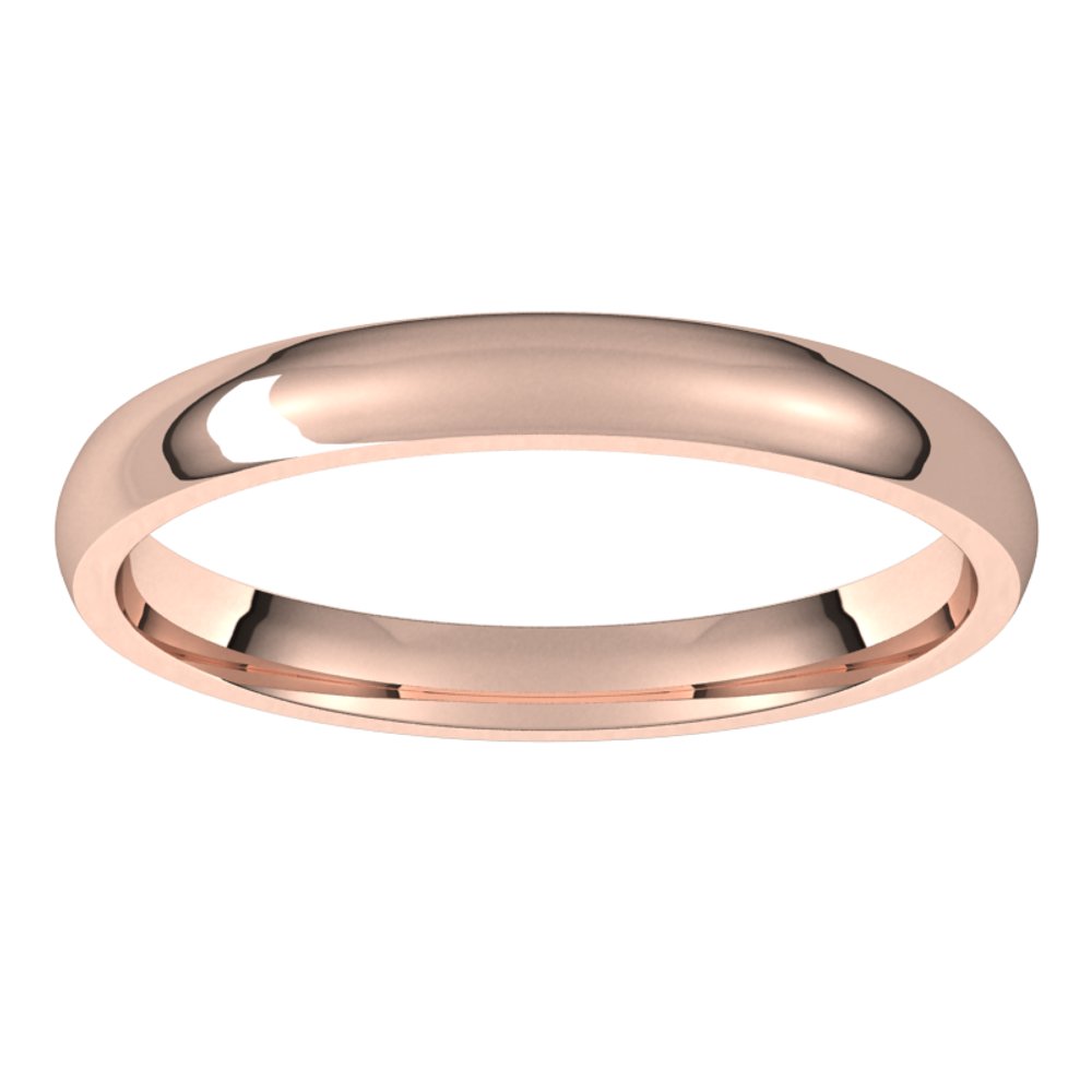 14K Rose 2.5 mm Half Round Comfort Fit Light Band Size 9