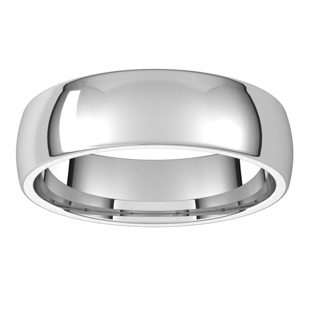 14K White 5.5 mm Lightweight Comfort-Fit Half Round Band Size 10