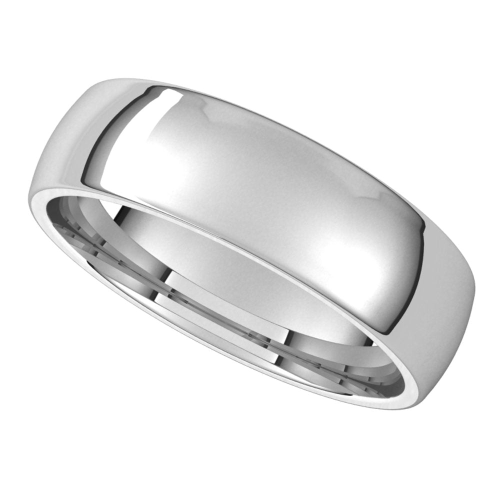 14K White 5.5 mm Lightweight Comfort-Fit Half Round Band Size 10