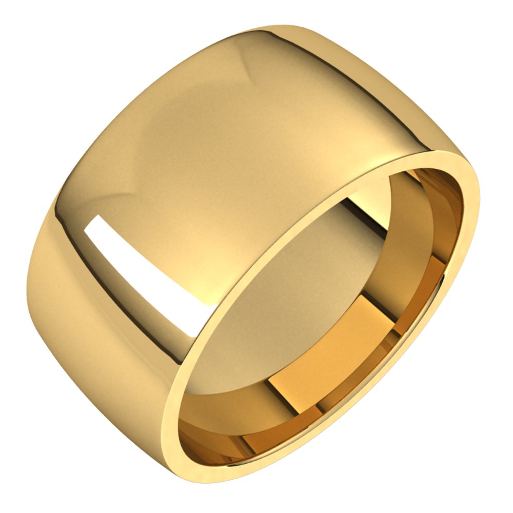 14K Yellow 10 mm Lightweight Comfort-Fit Half Round Band Size 5.5
