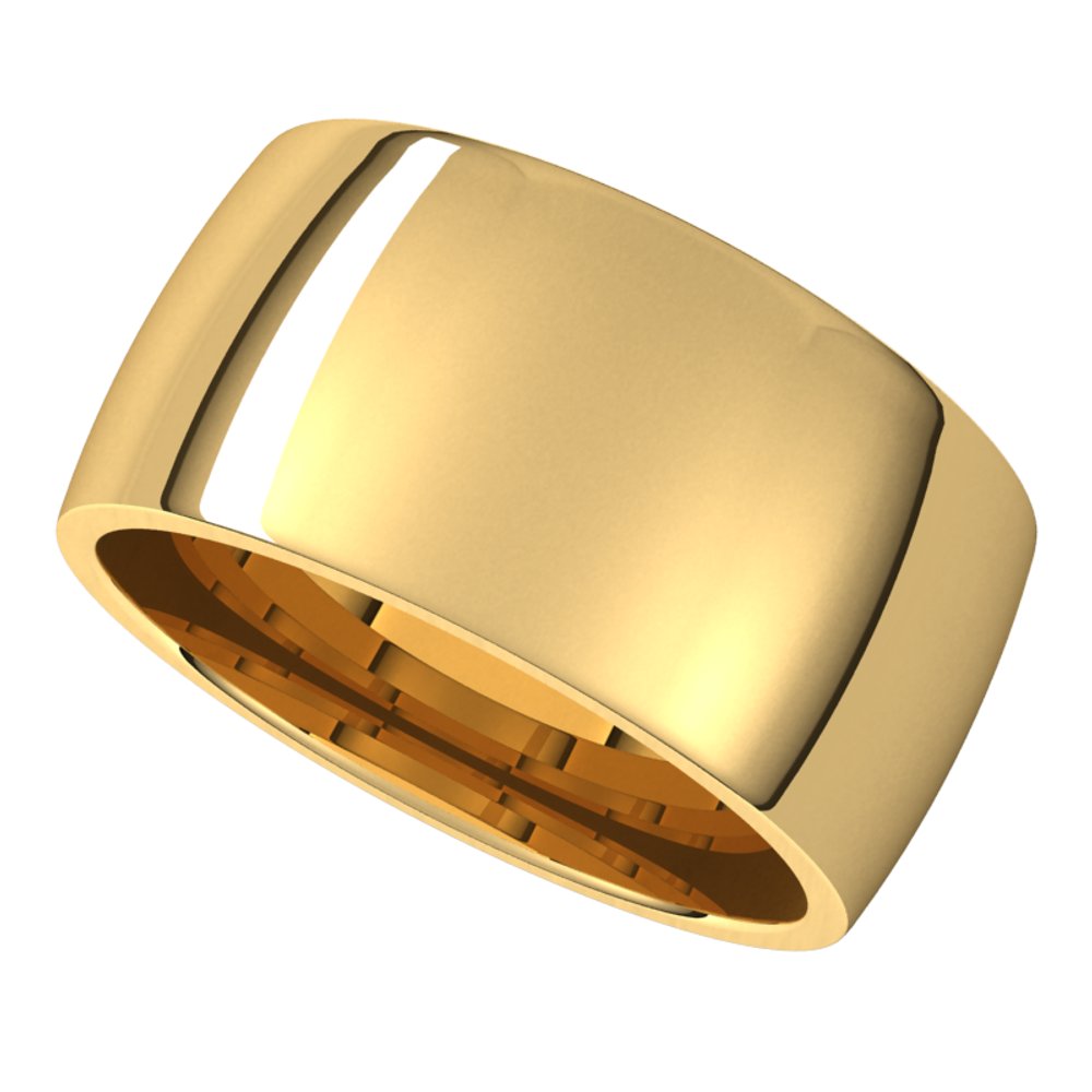 14K Yellow 10 mm Lightweight Comfort-Fit Half Round Band Size 10