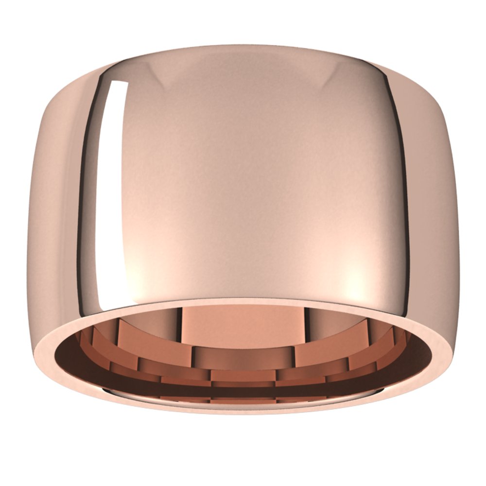 14K Rose 12 mm Lightweight Comfort-Fit Half Round Band Size 12.5