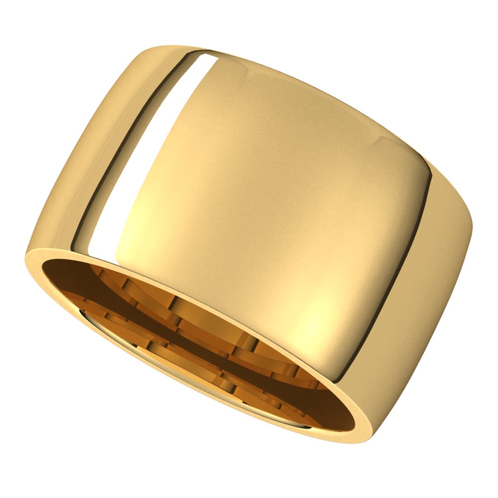 14K Yellow 12 mm Half Round Comfort Fit Light Band