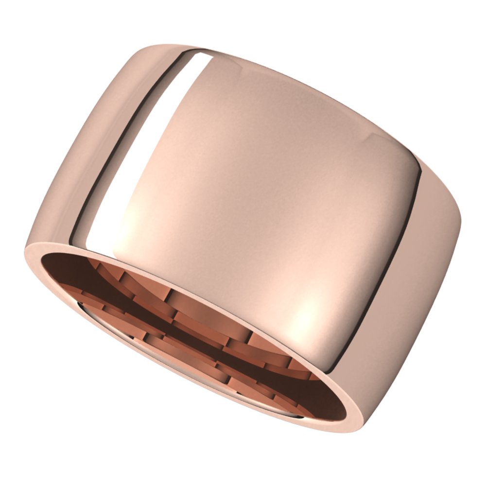 14K Rose 12 mm Lightweight Comfort-Fit Half Round Band Size 12.5
