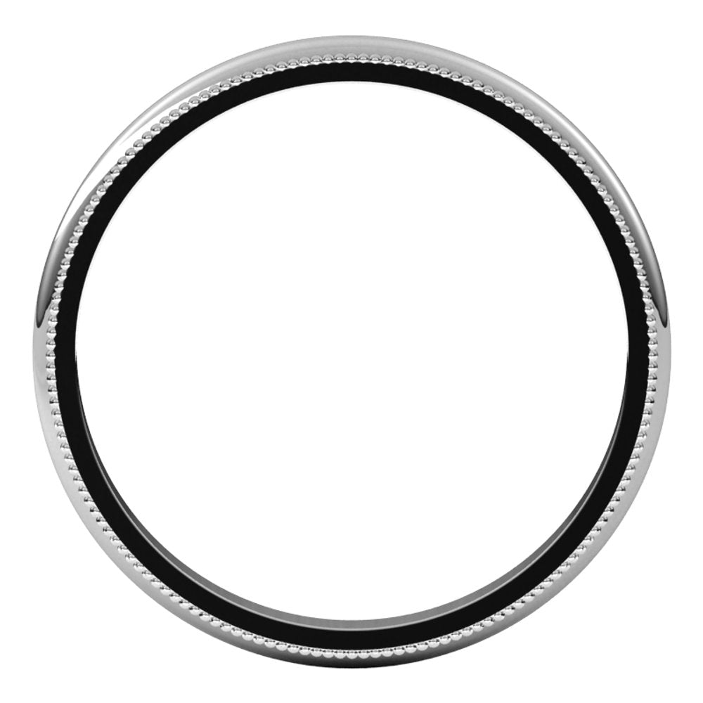 14K White Gold 2 mm Milgrain Half Round Band Size 7