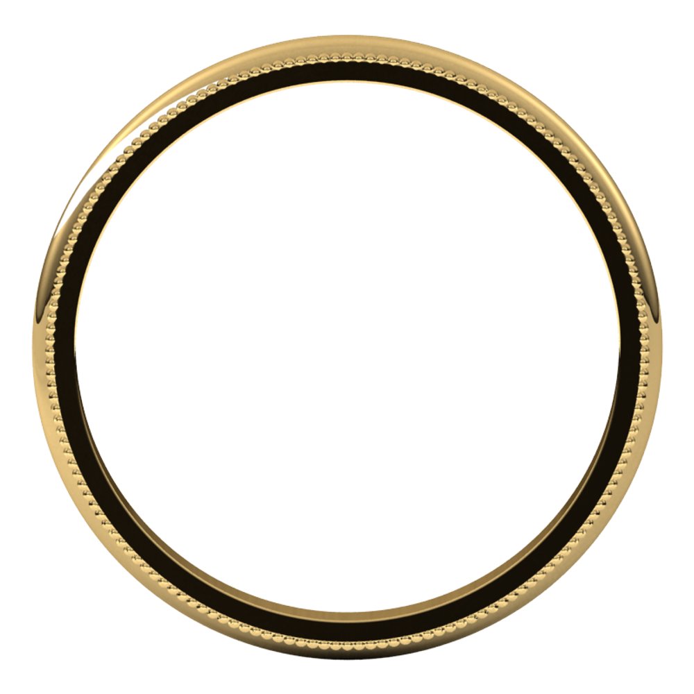 14K Yellow Gold 2 mm Milgrain Half Round Band Size 4.5