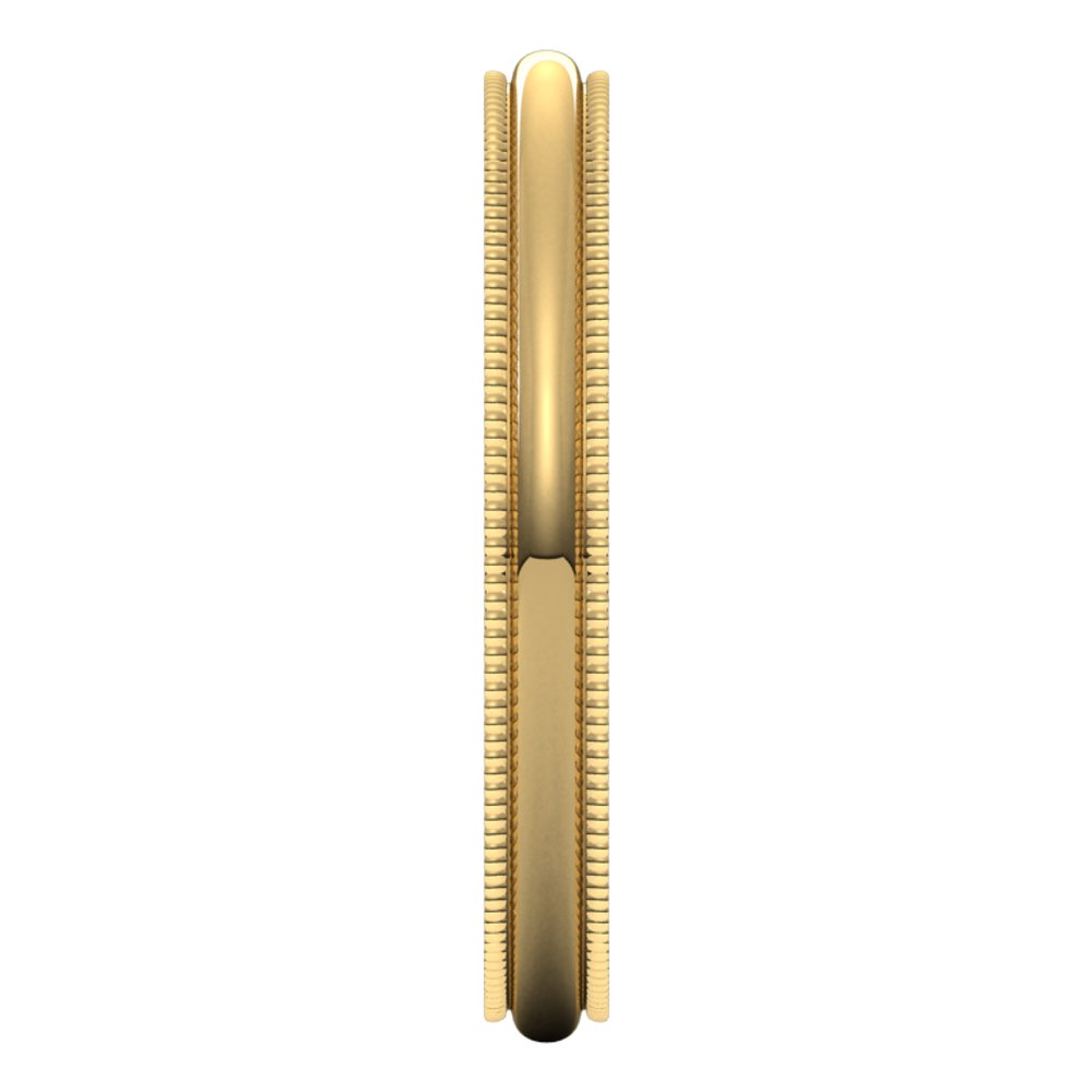 18K Yellow Gold 2.5 mm Milgrain Half Round Band Size 6