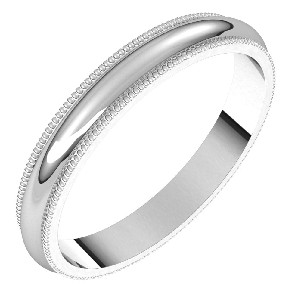 Palladium 3 mm Milgrain Half Round Band Size 5.5