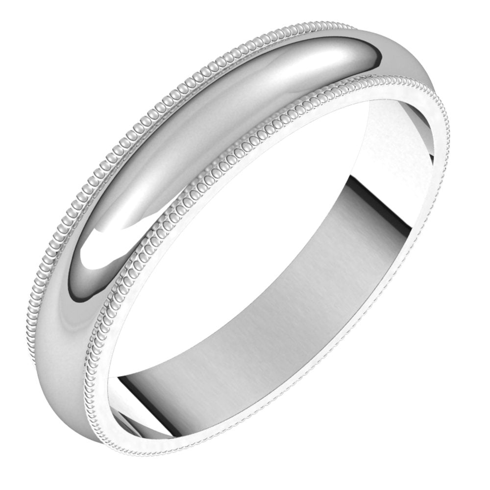 14K White 4 mm Milgrain Half Round Band Size 5
