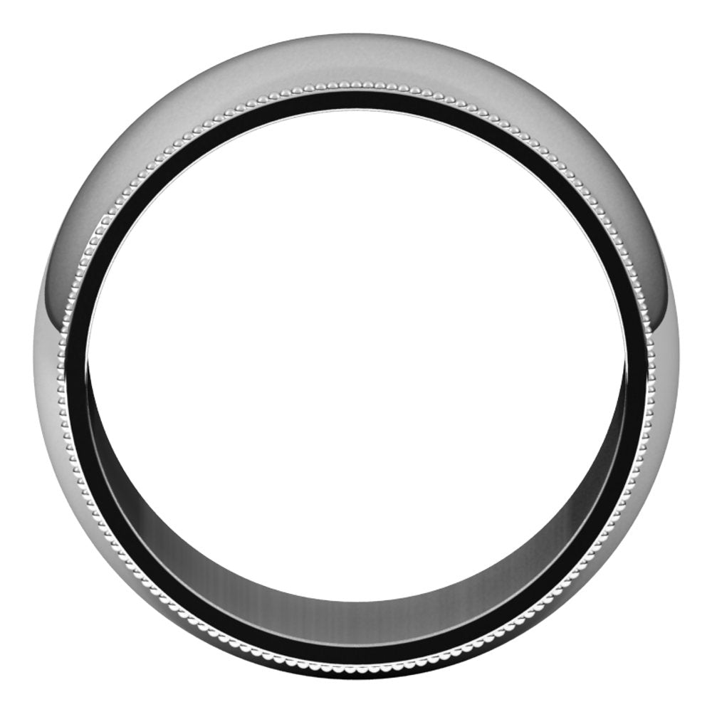 14K White Gold 10 mm Milgrain Half Round Band Size 10