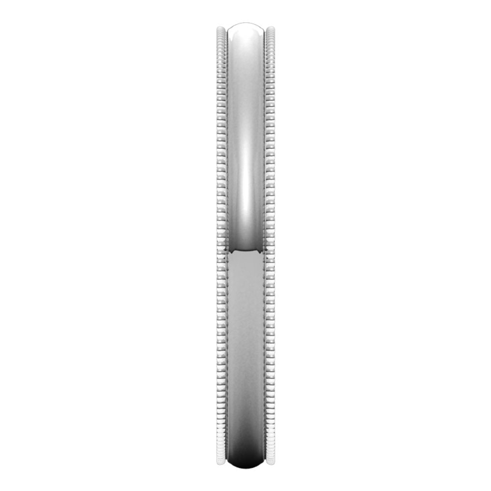 Platinum 2.5 mm Lightweight Milgrain Half Round Band Size 7.5