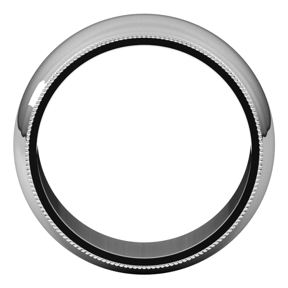 14K White Gold 9 mm Milgrain Half Round Band Size 9