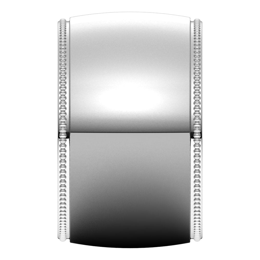 14K White Gold 12 mm Lightweight Milgrain Half Round Band Size 6.5