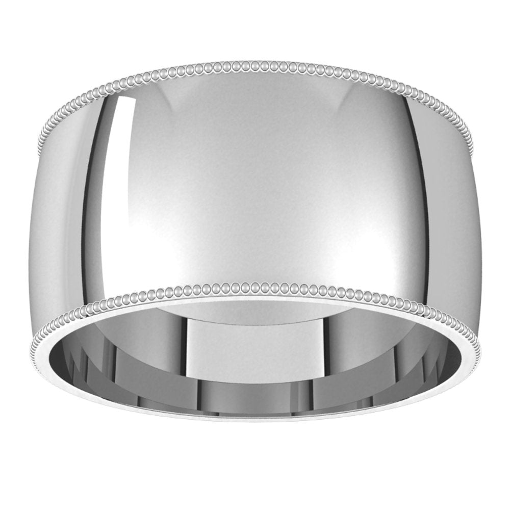 Sterling Silver 10 mm Milgrain Comfort-Fit Half Round Band Size 10.5
