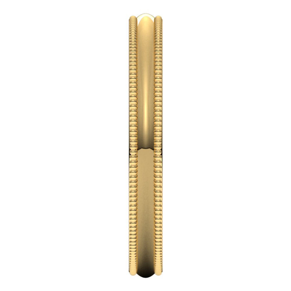 14K Yellow Gold 2.5 mm Milgrain Comfort-Fit Half Round Band Size 5
