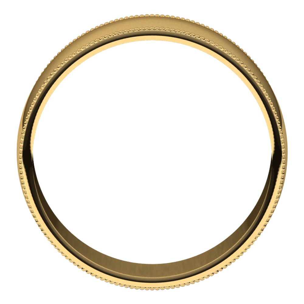 14K Yellow 7 mm Milgrain Half Round Light Band Size 12