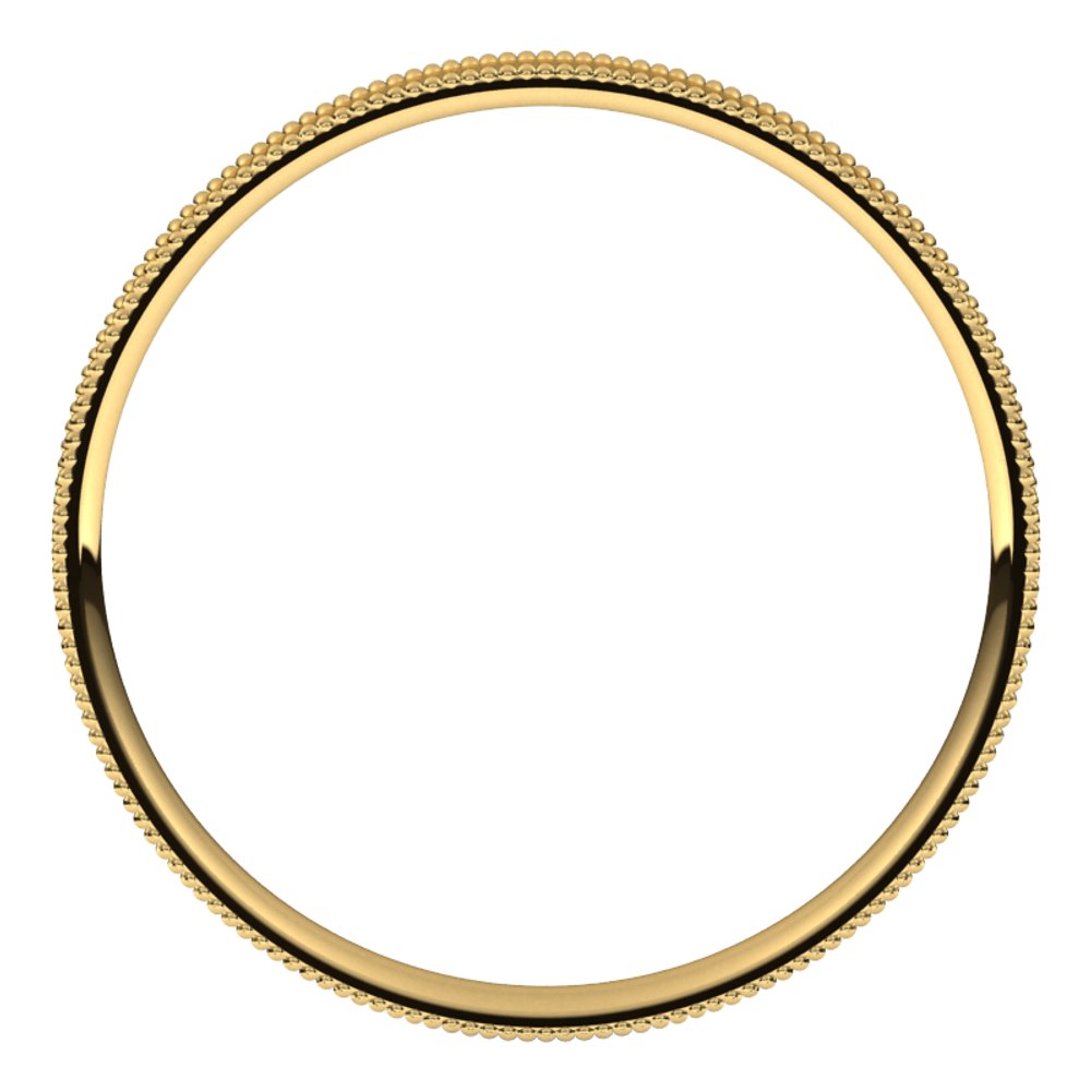 14K Yellow Gold 2.5 mm Milgrain Comfort-Fit Flat Band Size 9